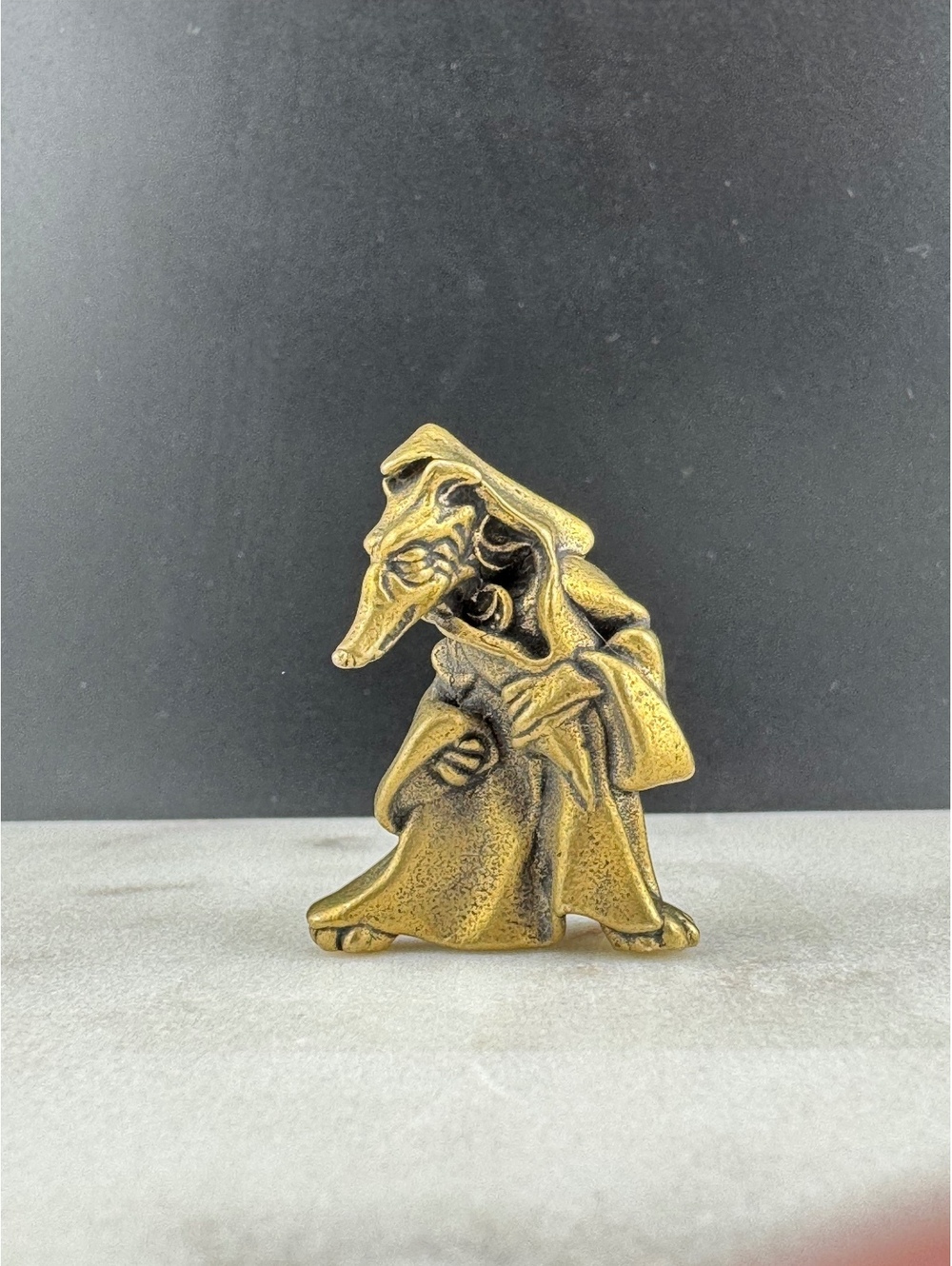Brass Figurine of a Hooded Wolf in Robe Character